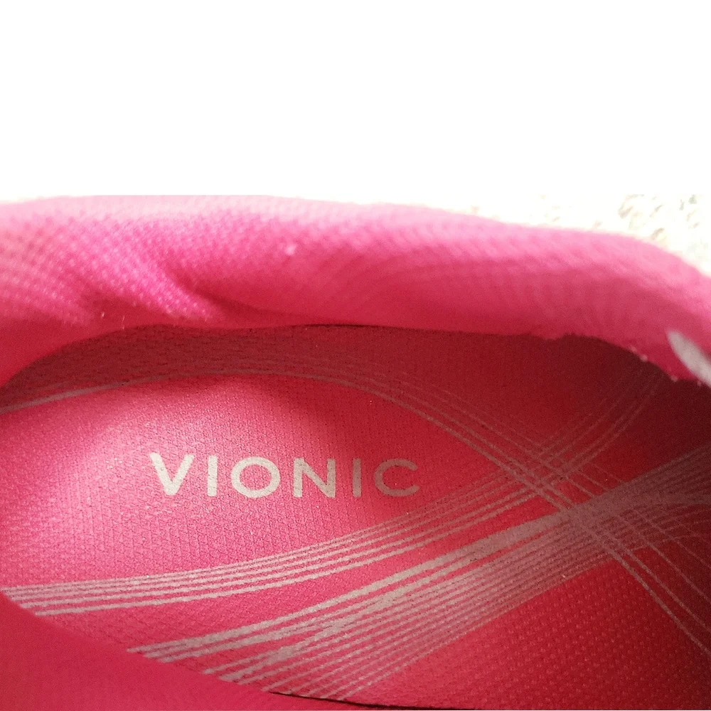 Vionic Sneakers Women's 7.5 Pink Gray Zen Walker Orthaheel Athletic Walk Shoes